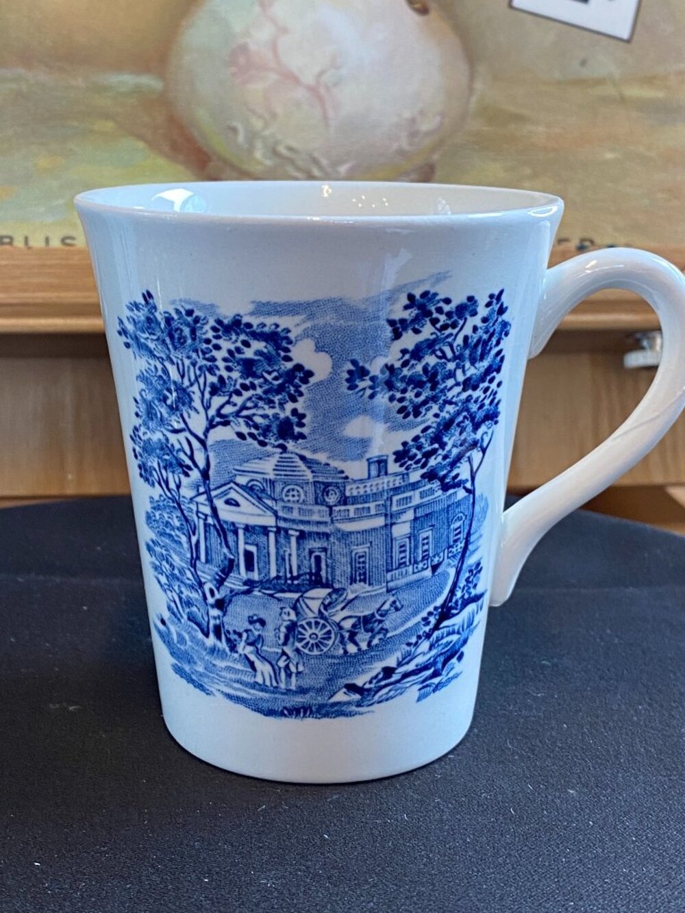 Vintage Staffordshire "Liberty Blue" Historic Colonial Scenes Ironstone Mug